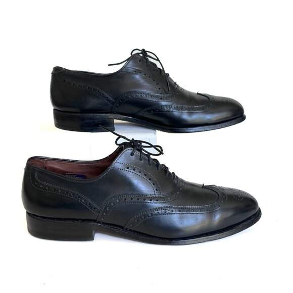 Allen Edmonds Mens Shoes Black Leather McAllister Wing Tip Oxford Shoes Sz 8.5 D